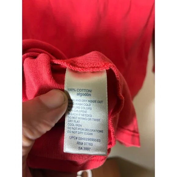 Rafaella Blouse T-Shirt Embellished 3/4 Sleeve Granny Casual Coral Size Large - Picture 5 of 5